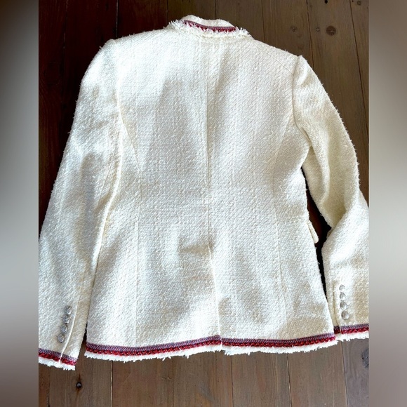 Veronica Beard Ivory Cream Cutaway Dickey Tweed Single Button Jacket Blazer - Picture 7 of 10